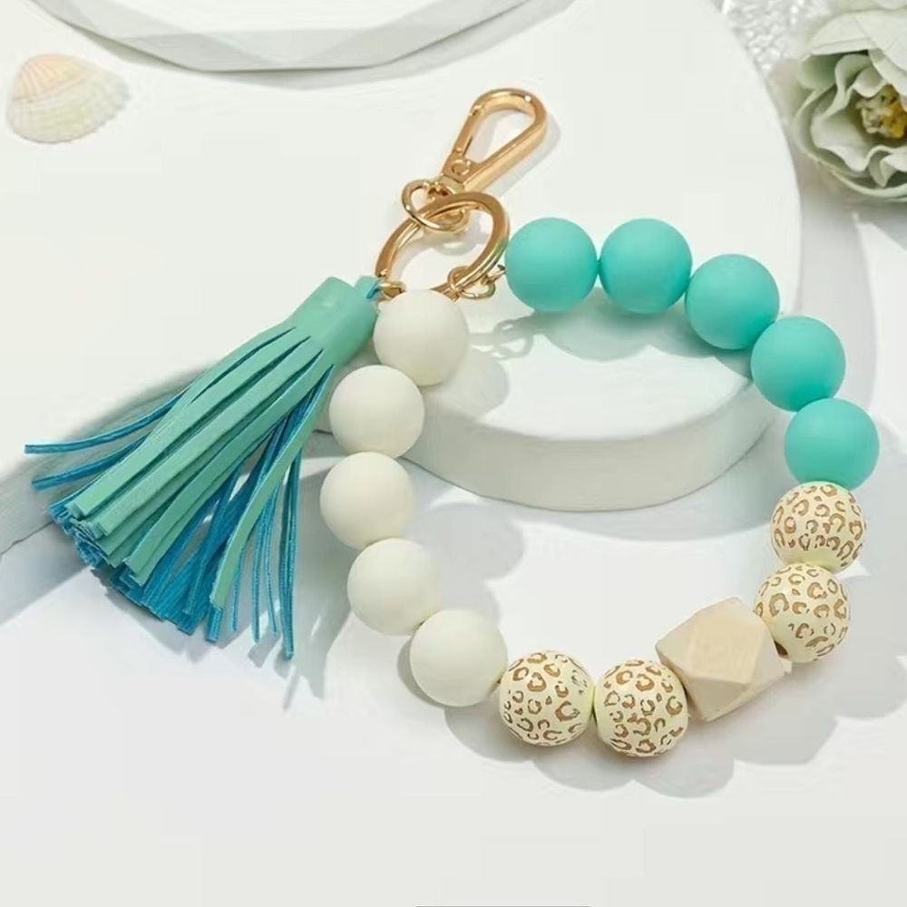 🌺NEW🌺 Silicone Beaded Bangle Pendant Beaded Bracelet Key Ring